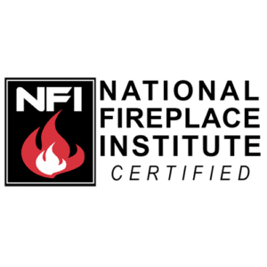 NFI logo with flame icon and text “National Fireplace Institute Certified”