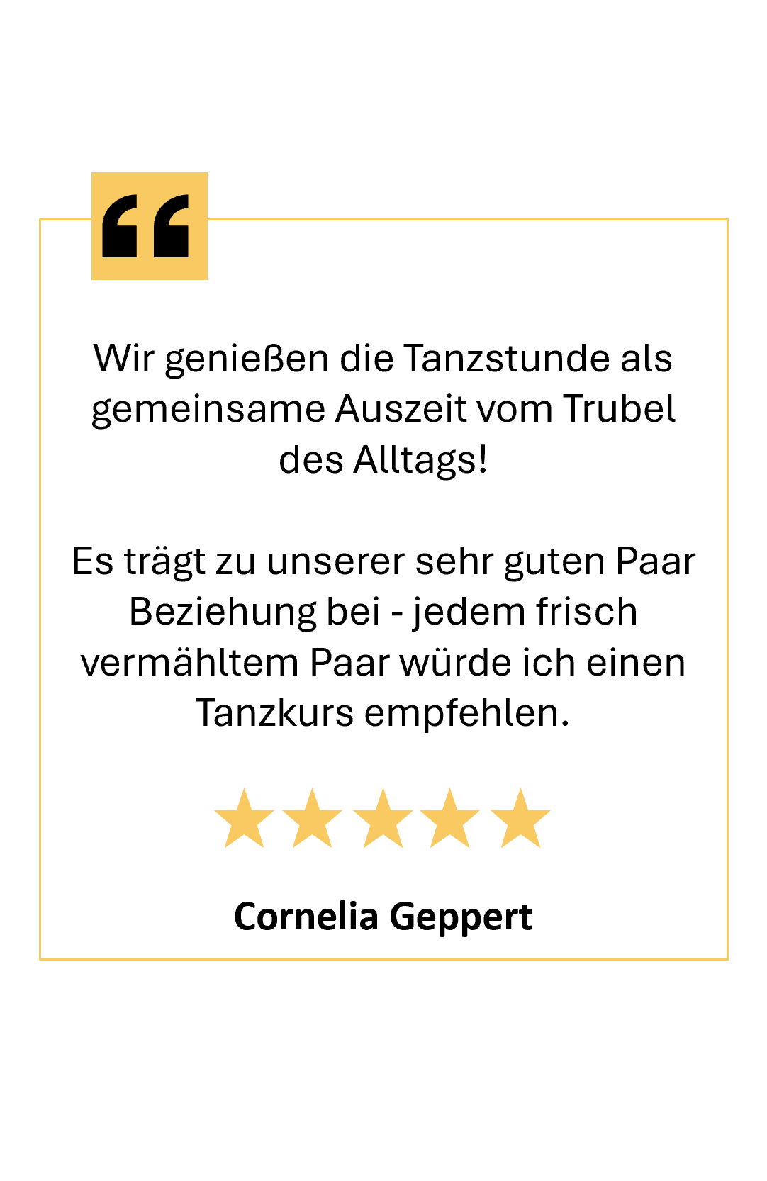 5 Sterne Google Rezension über die Tanzschule Seifert Leipzig