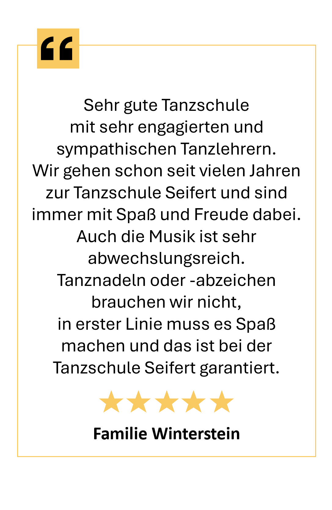 5 Sterne Google-Rezension über Tanzkurse in der Tanzschule Leipzig Seifert