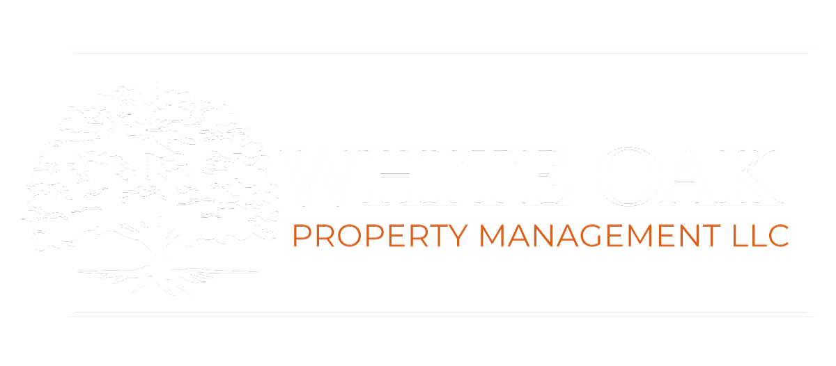 White Oak Property Management White Logo - Footer - Select to go to Home Page
