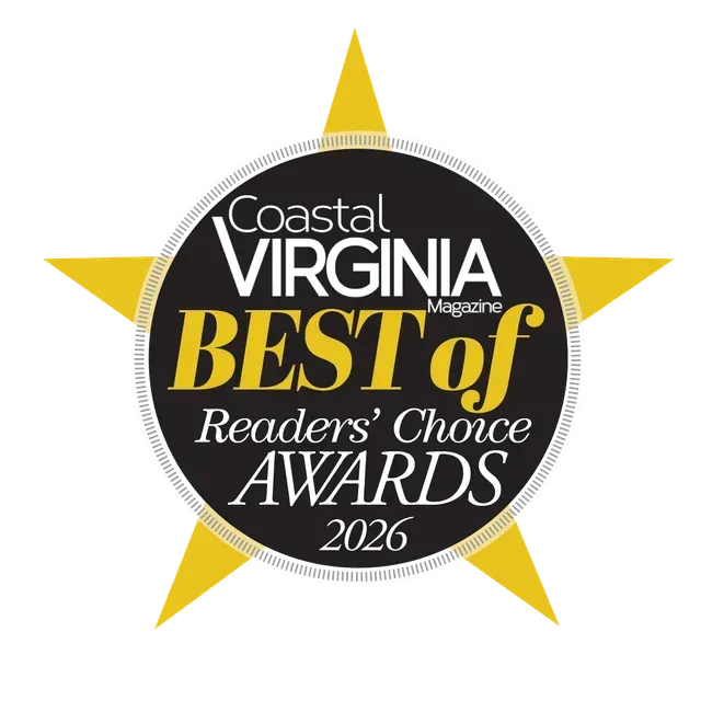 Coastal Virginia Magazine Best of Readers' Choice Awards 2022 logo. A gold star