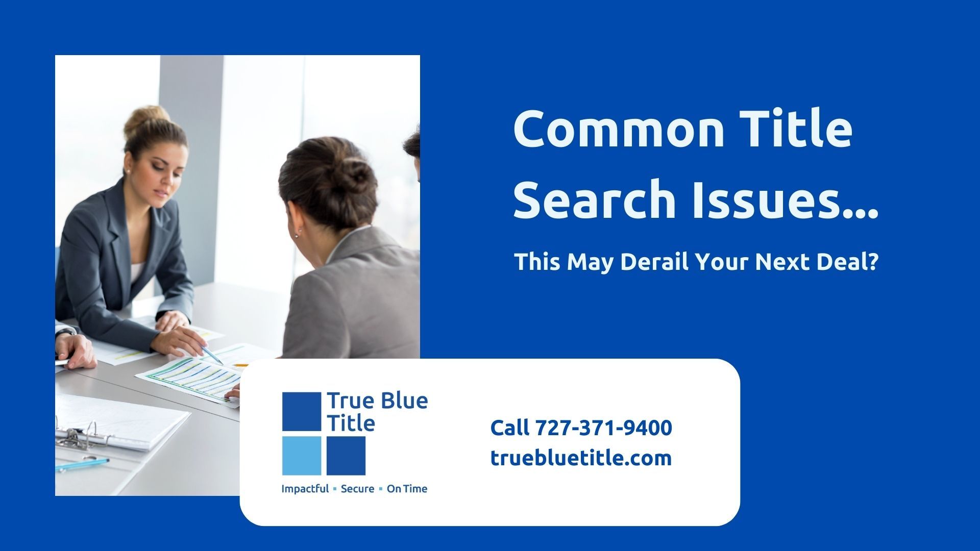 A group of people are sitting at a table and talking about common title search issues.