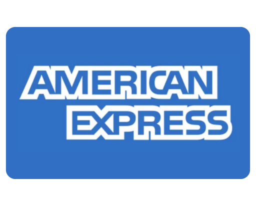 American Express logo in white on a blue background