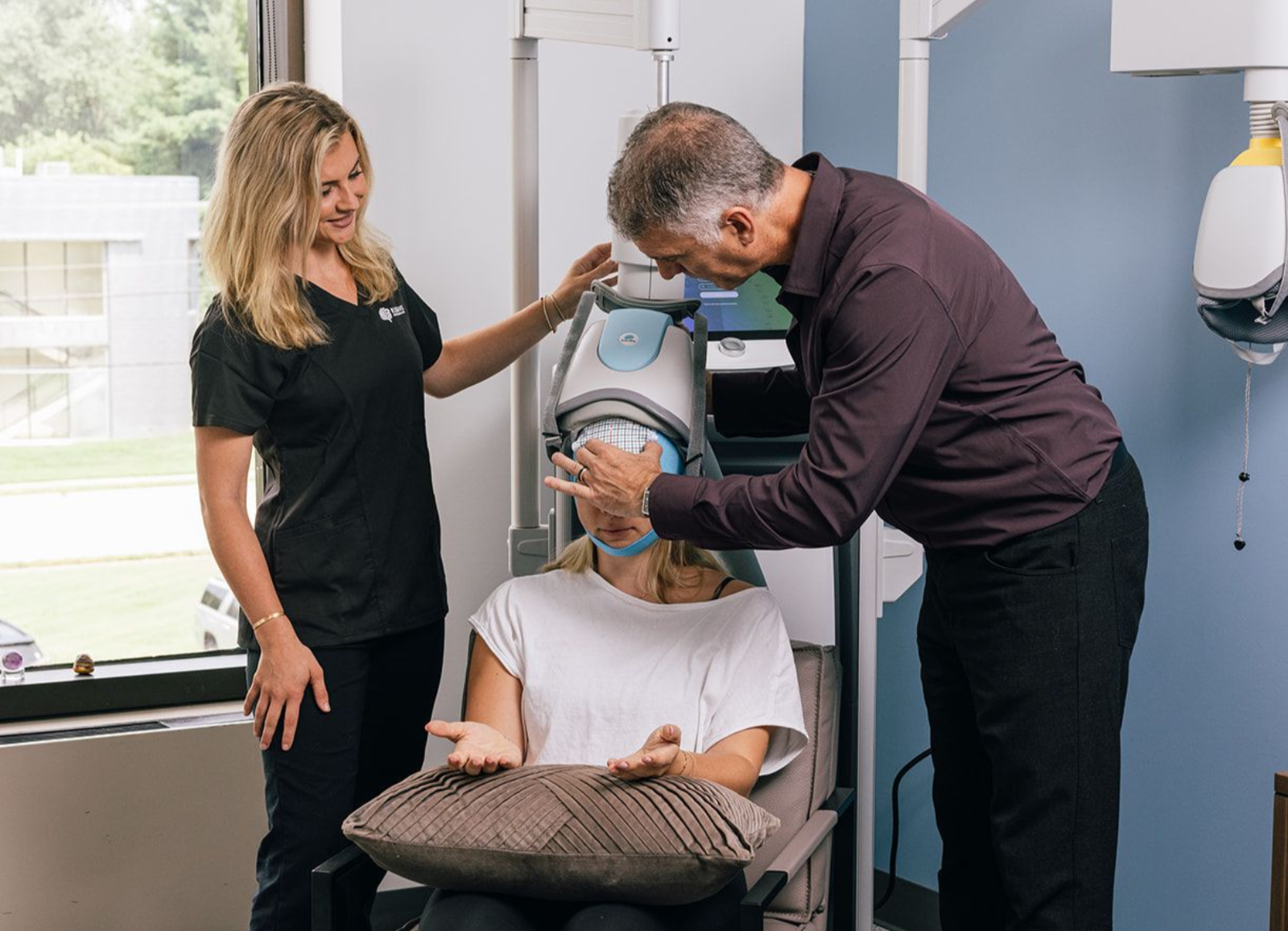 Dr Roth mapping BrainsWay TMS on Adolescent for depression