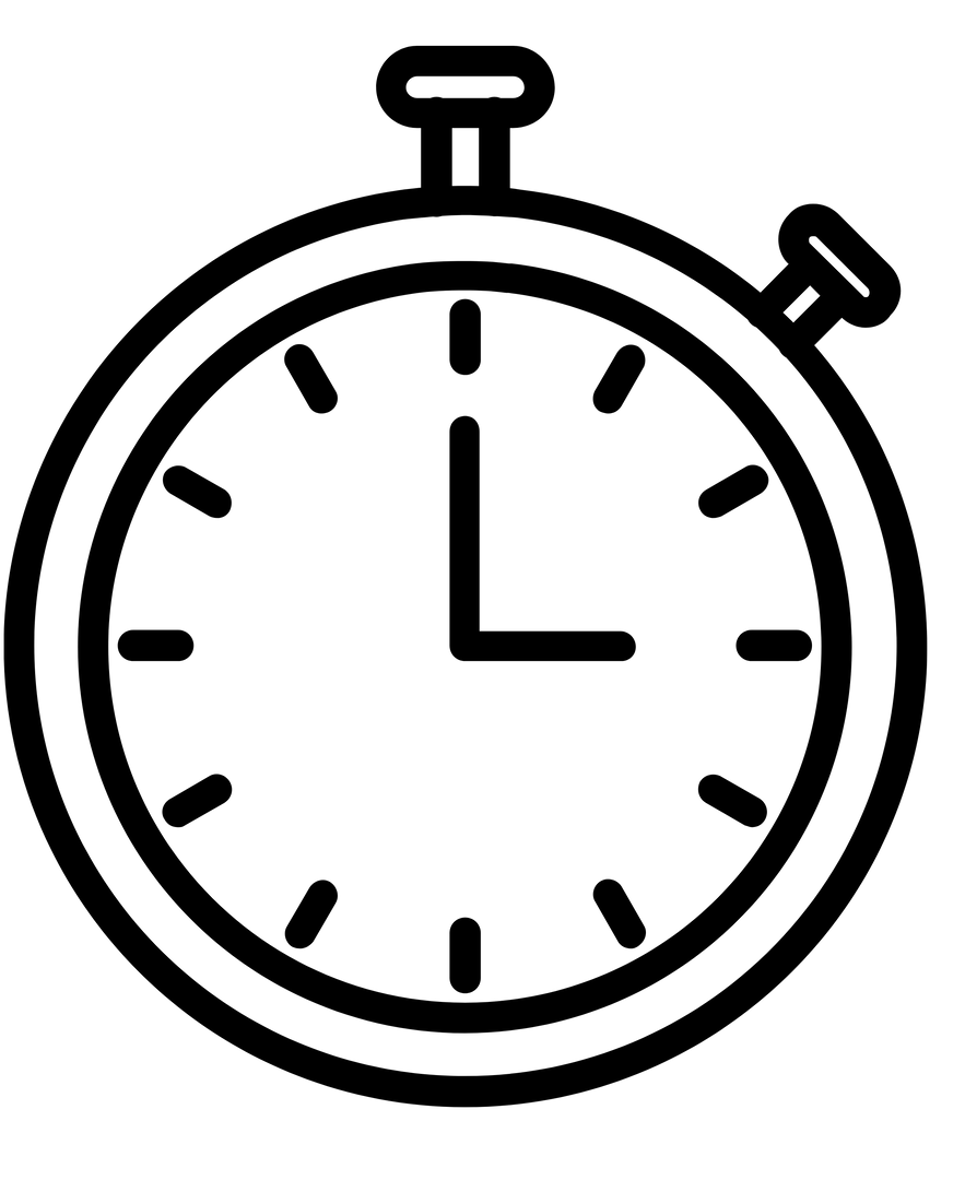 Black stopwatch icon showing 3:00