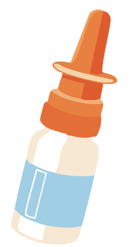 Orange dropper bottle with a white label and blue fill, tilted diagonally