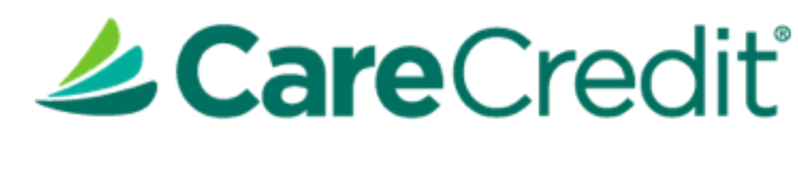 CareCredit logo in green and blue with stylized leaf icon on white background
