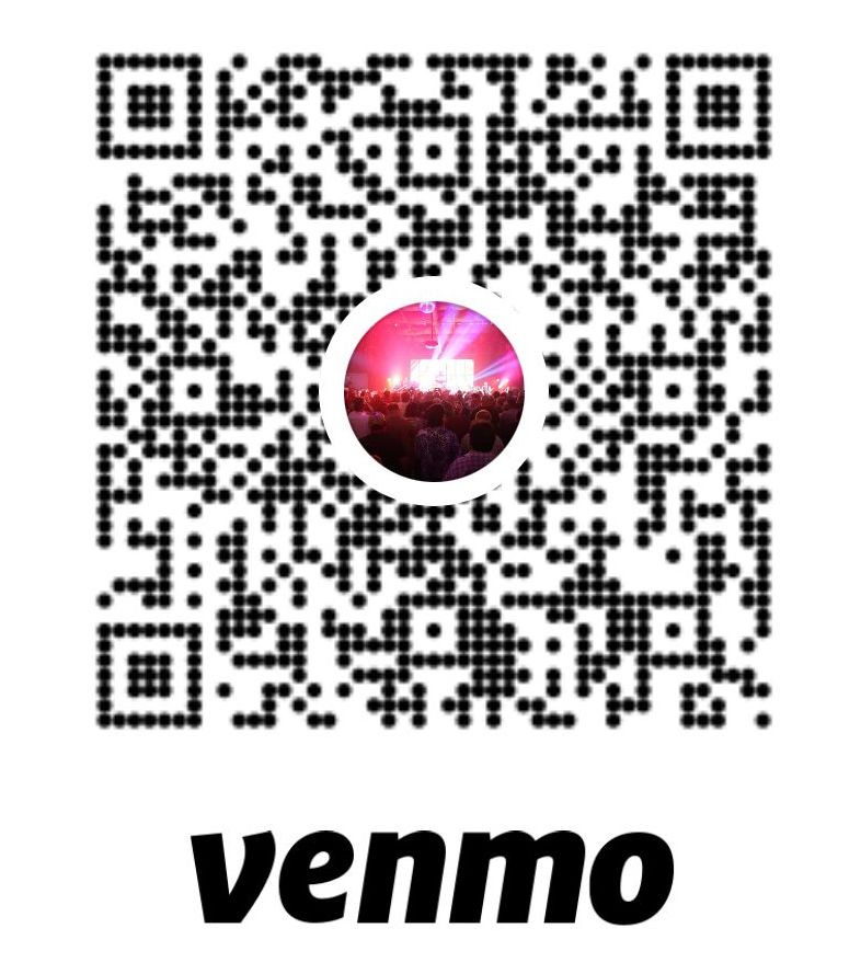 A qr code for venmo with a picture of a crowd in the middle.