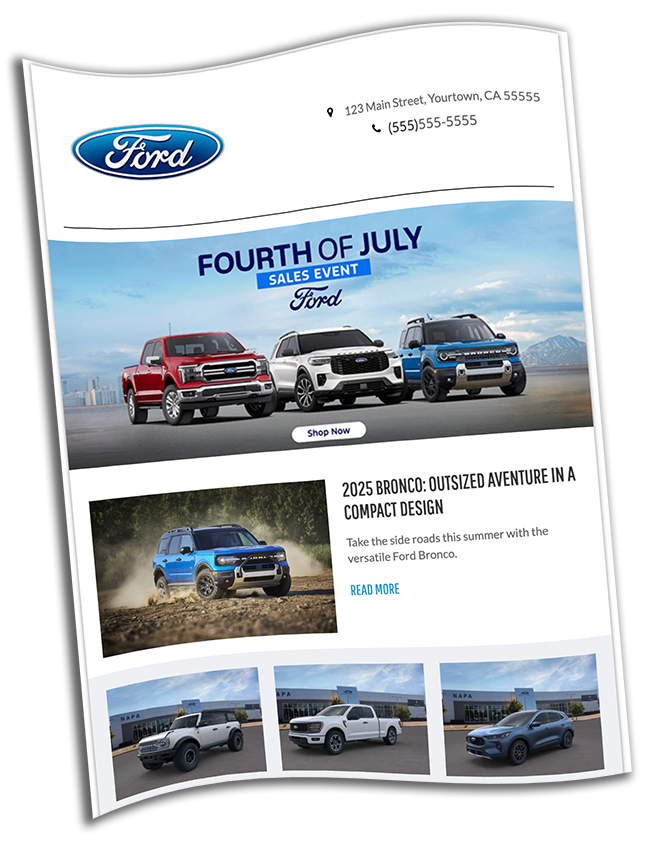 A remarketing email campaign to retarget customers interested in vehicles