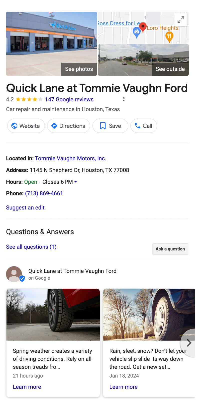Google My Business image for Quick Lane at Tommie Vaughn ford.