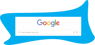 A google search bar with a blue frame around it