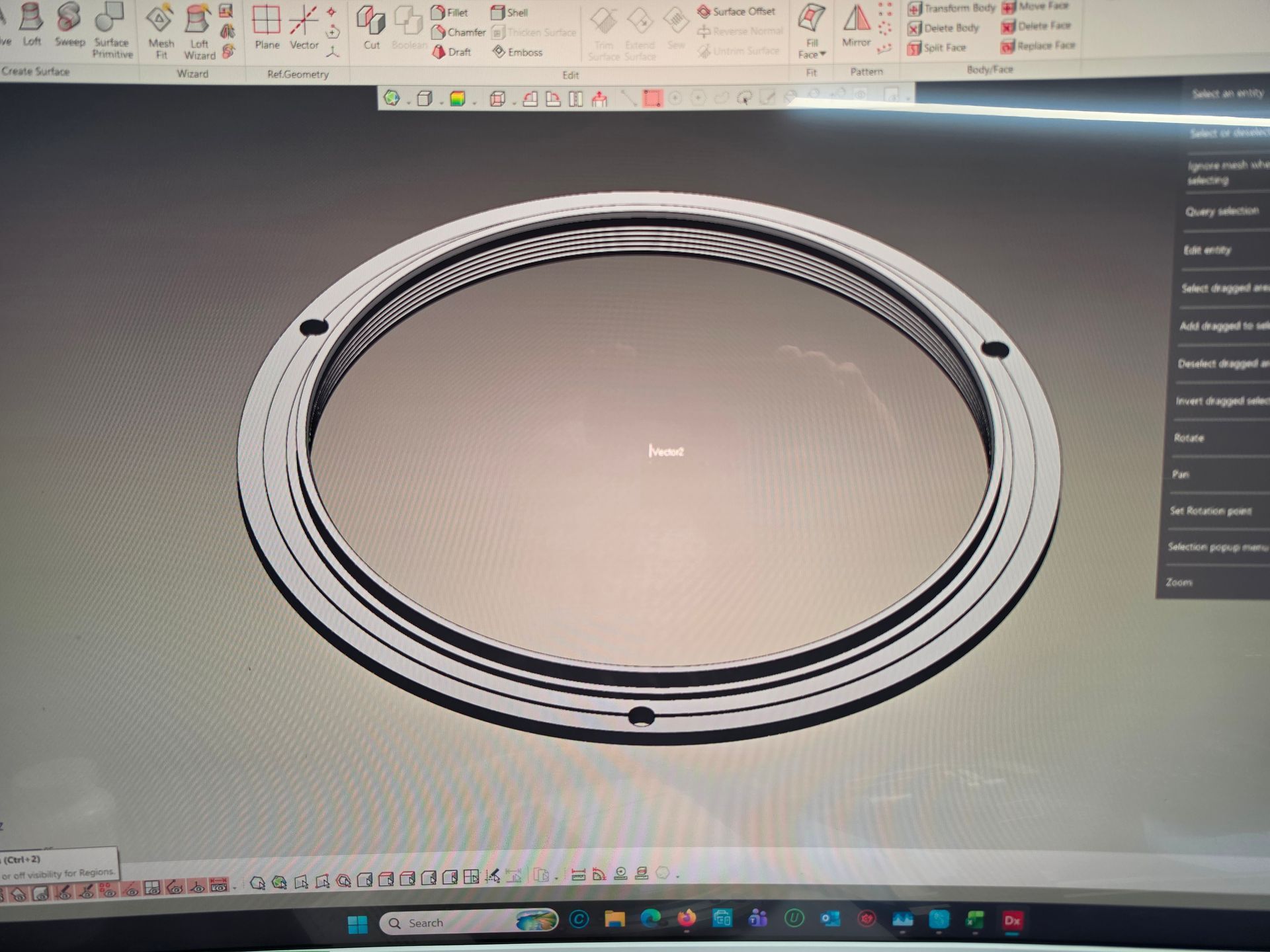 3D CAD model of a circular ring component displayed in a design software interface