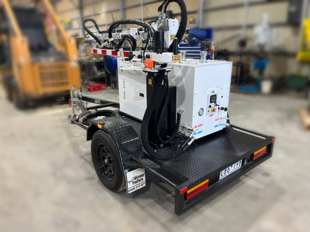 Trailer-mounted hydraulic equipment at Hydrautech