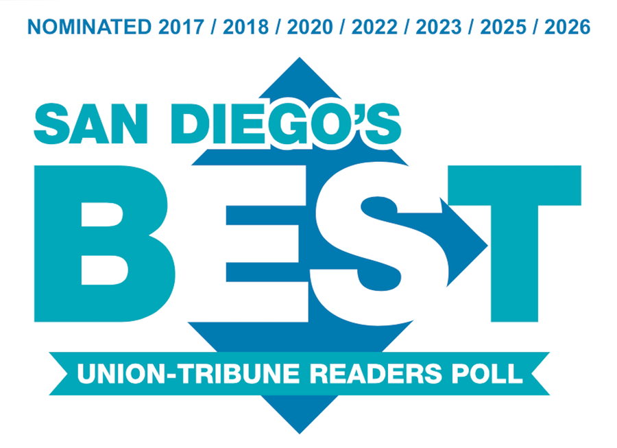 Voted San Diego's BEST in San Diego Union-Tribune Readers Poll in 2017, 2018, 2020, and 2022