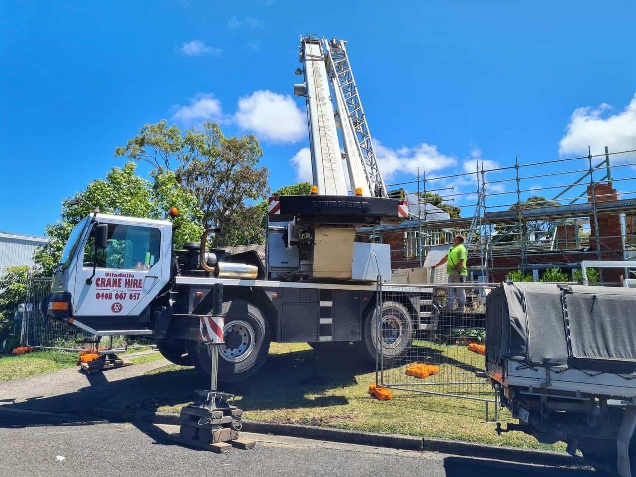 Crane Hired to Lift Steel for Scaffolding — Ulladulla Crane Hire in Milton, NSW