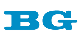 Logo bleu avec « BG » en police sans empattement arrondie.