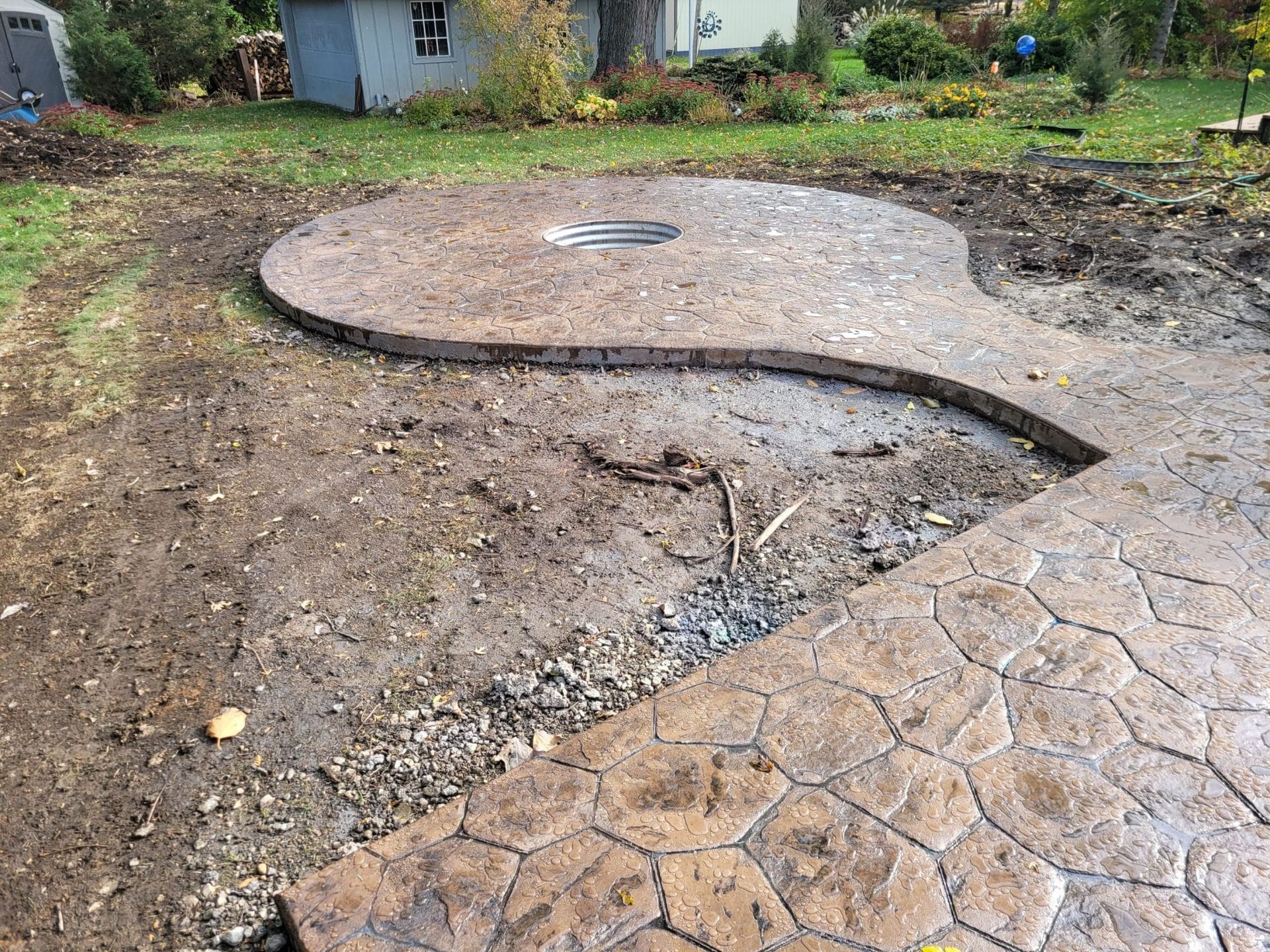 Stamped concrete patio extension