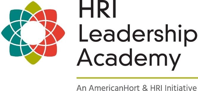 HRI Leadership Academy logo with multicolored flower icon and text “An AmericanHort & HRI Initiative”