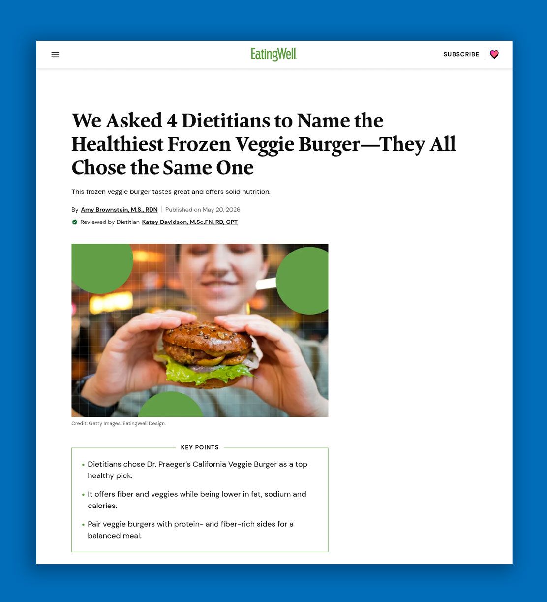 Image of Eating Well article featuring Dr. Praeger's