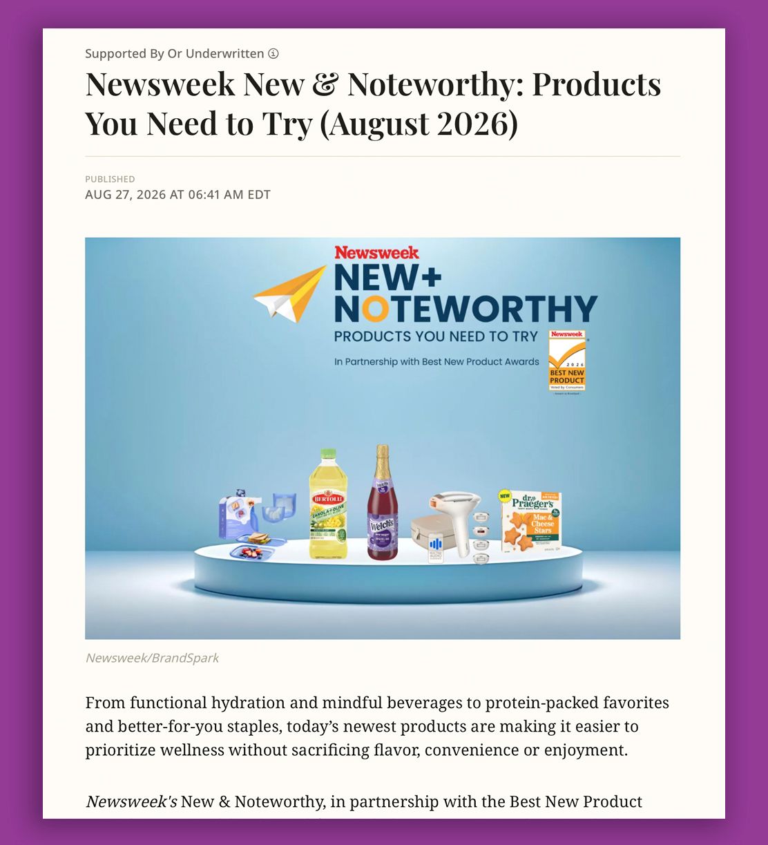 Image of Newsweek article featuring Dr. Praeger's products