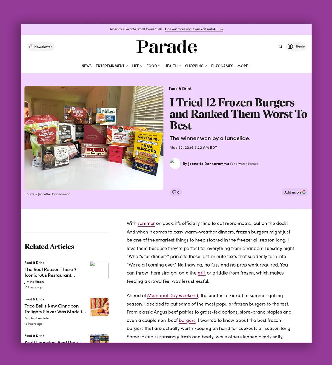 Image of Parade article featuring Dr. Praeger's