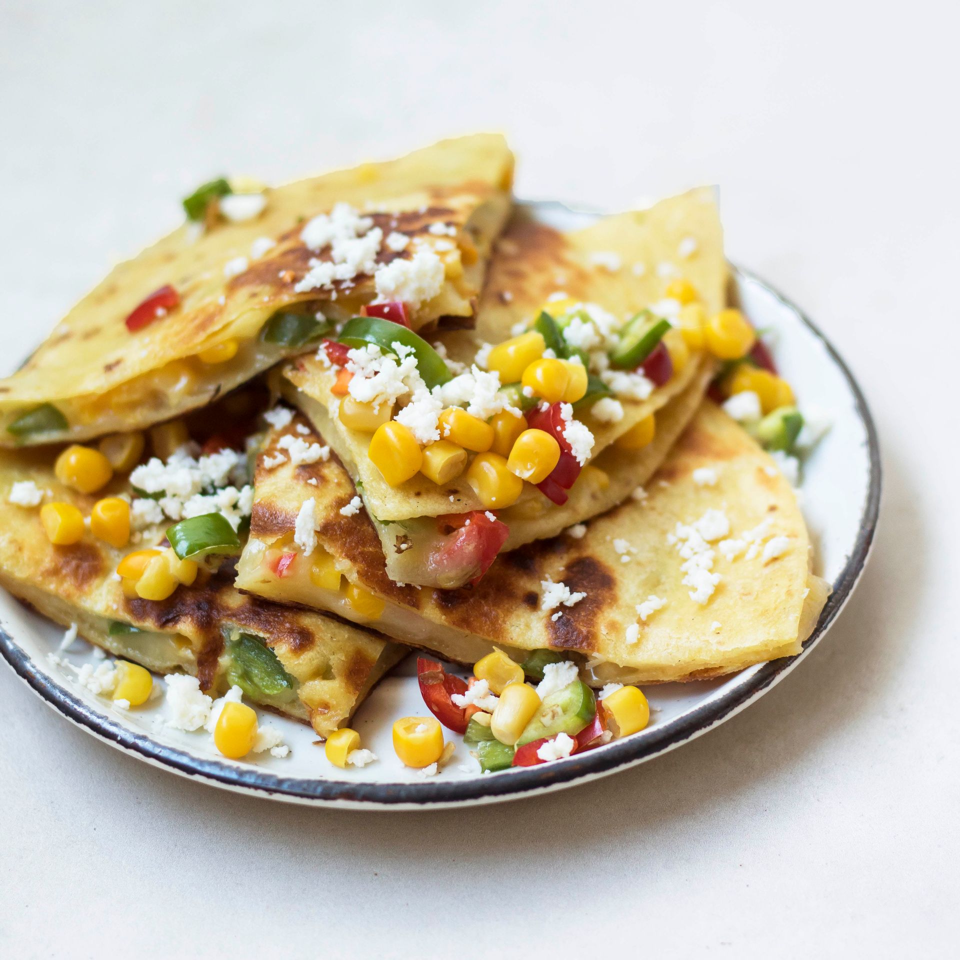 Santa Fe Quesadillas made with Dr. Praeger's California Veggie Burgers