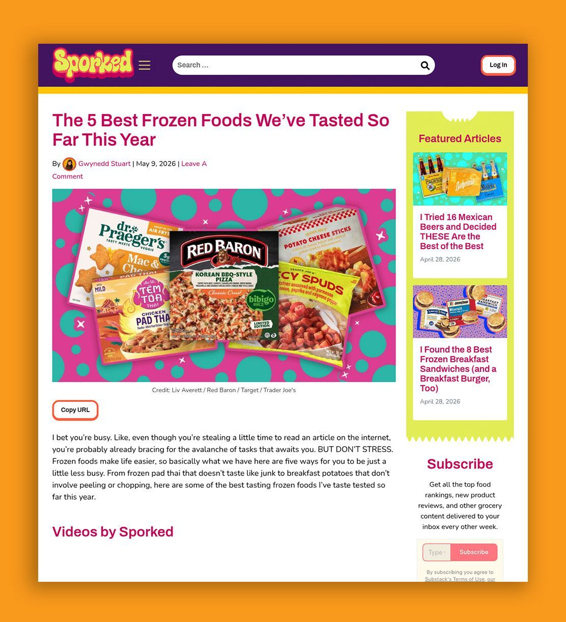 Sporked article featuring Dr. Praeger's Mac & Cheese Stars