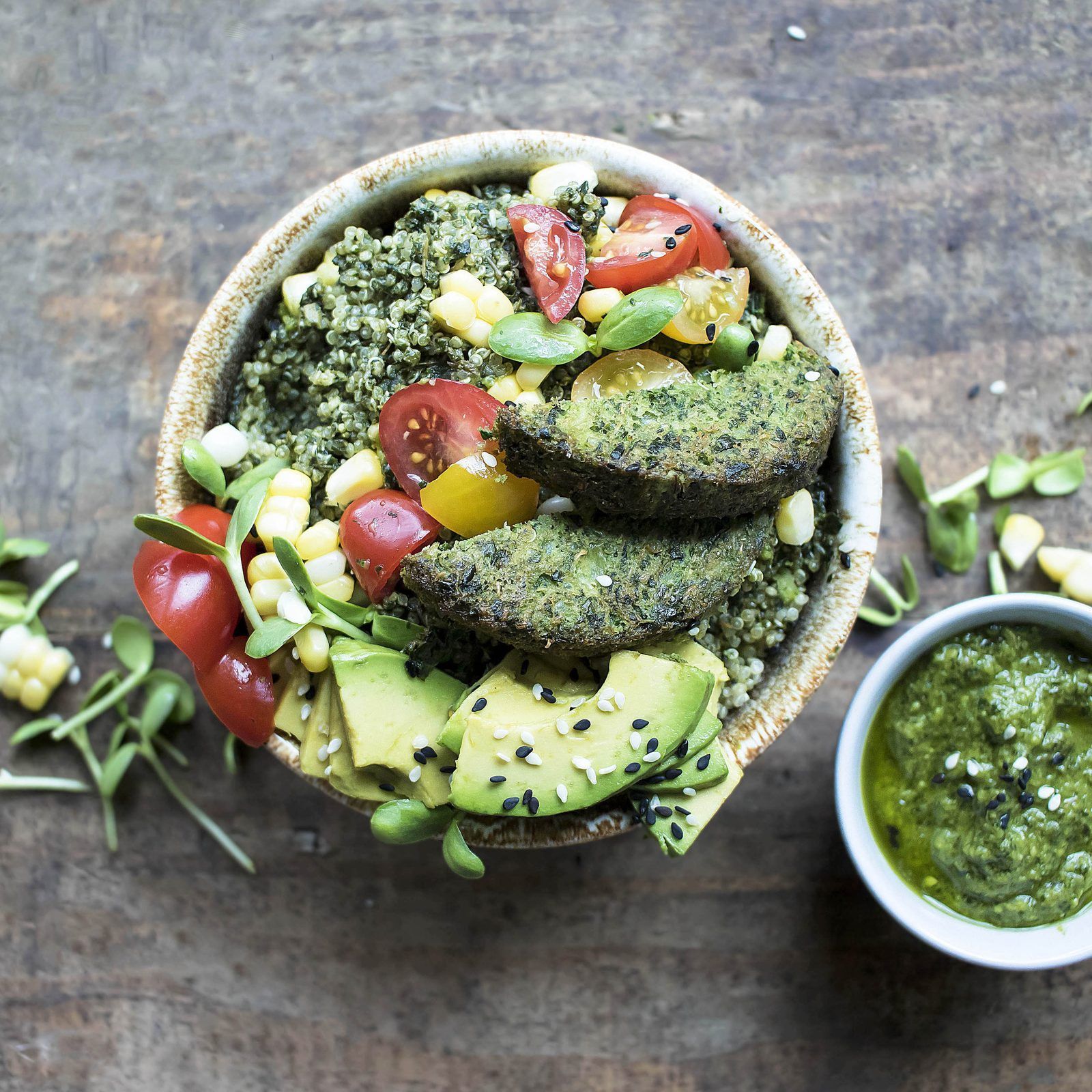 Super Greens Power Bowl made with Dr. Praeger's Super Greens Veggie Burgers