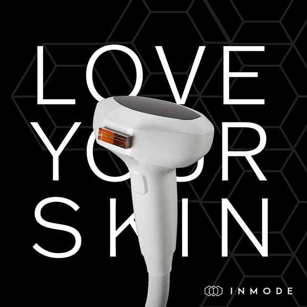 A picture of a hair removal device with the words `` love your skin '' written on it.