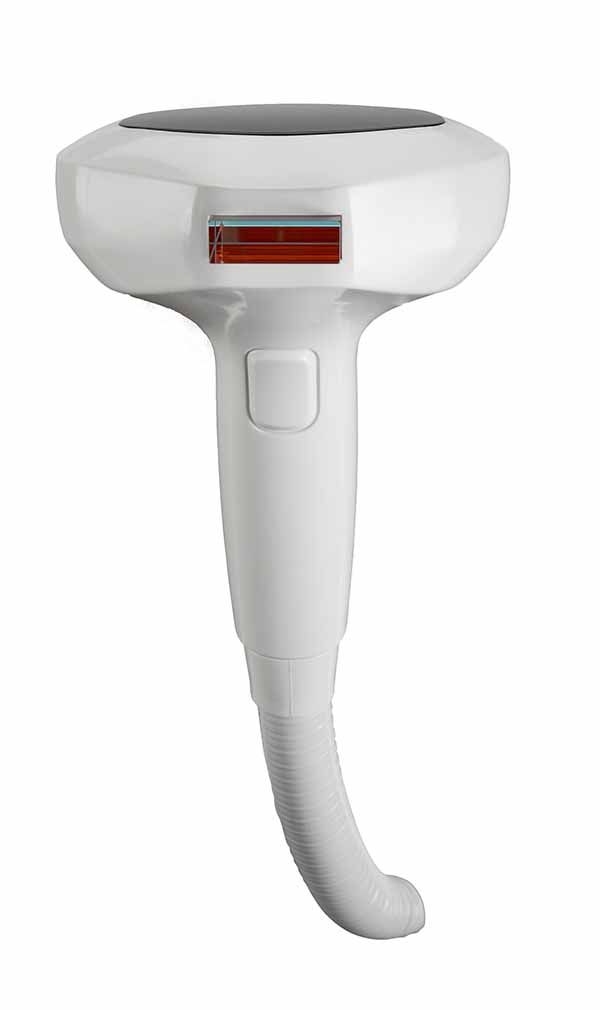 A close up of a white hair removal device on a white background.