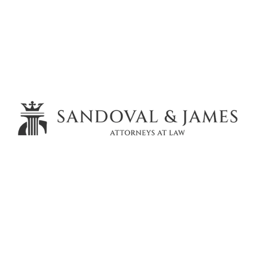 Sandoval & James Attorneys at Law logo in black on a white background