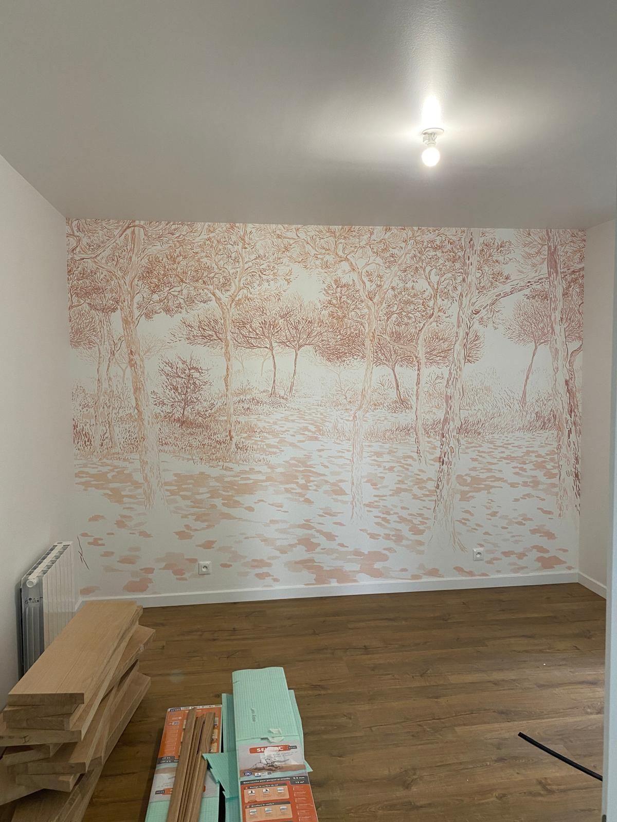 Pose papier peint motif par SDS Peinture Évreux