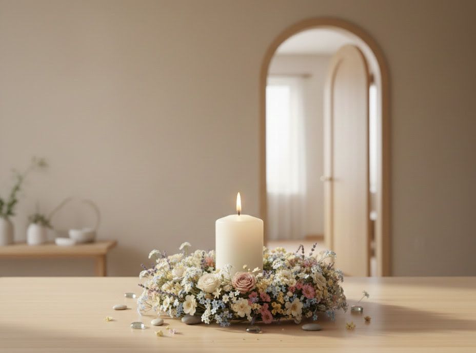 Soft lit remembrance candle display for New Orleans, LA funeral home and cremations