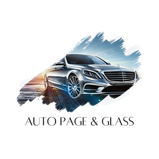 The logo for auto page and glass shows a car on a brush stroke.