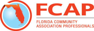 FCAP logo: Florida in orange, inside a blue circle, with red circle border. Red text