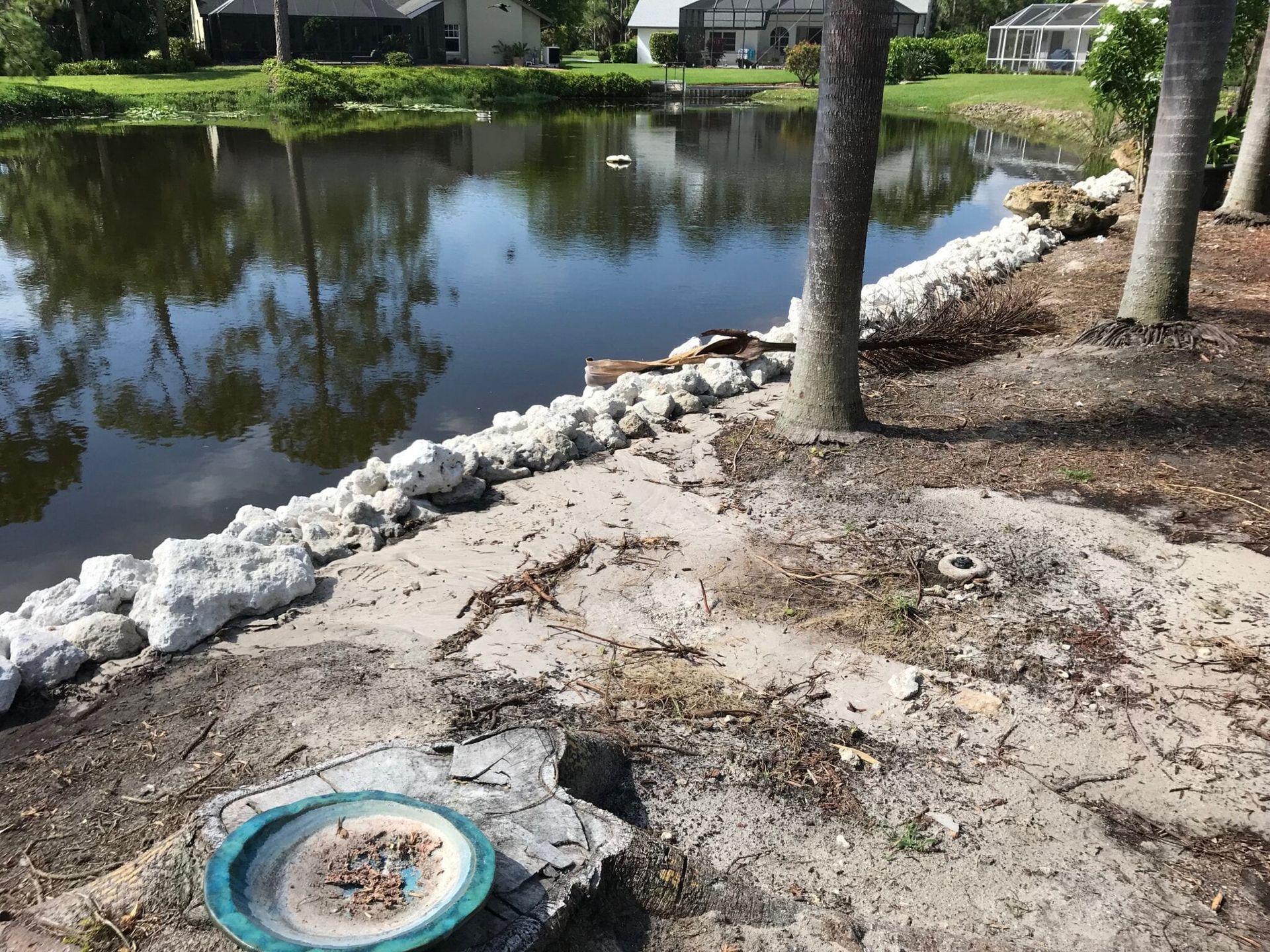 Golf Course Lake Restoration, Rip Rap, and ADS Drain Pipes Naples