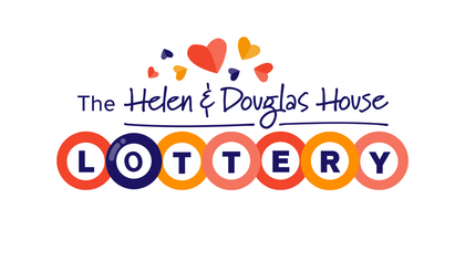 The Helen & Douglas House lottery logo with colorful circles and hearts on a white background