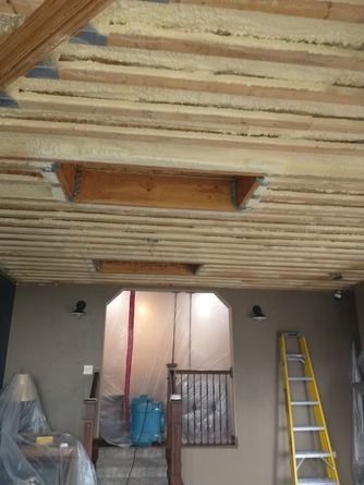 An interior view of a room undergoing renovation.