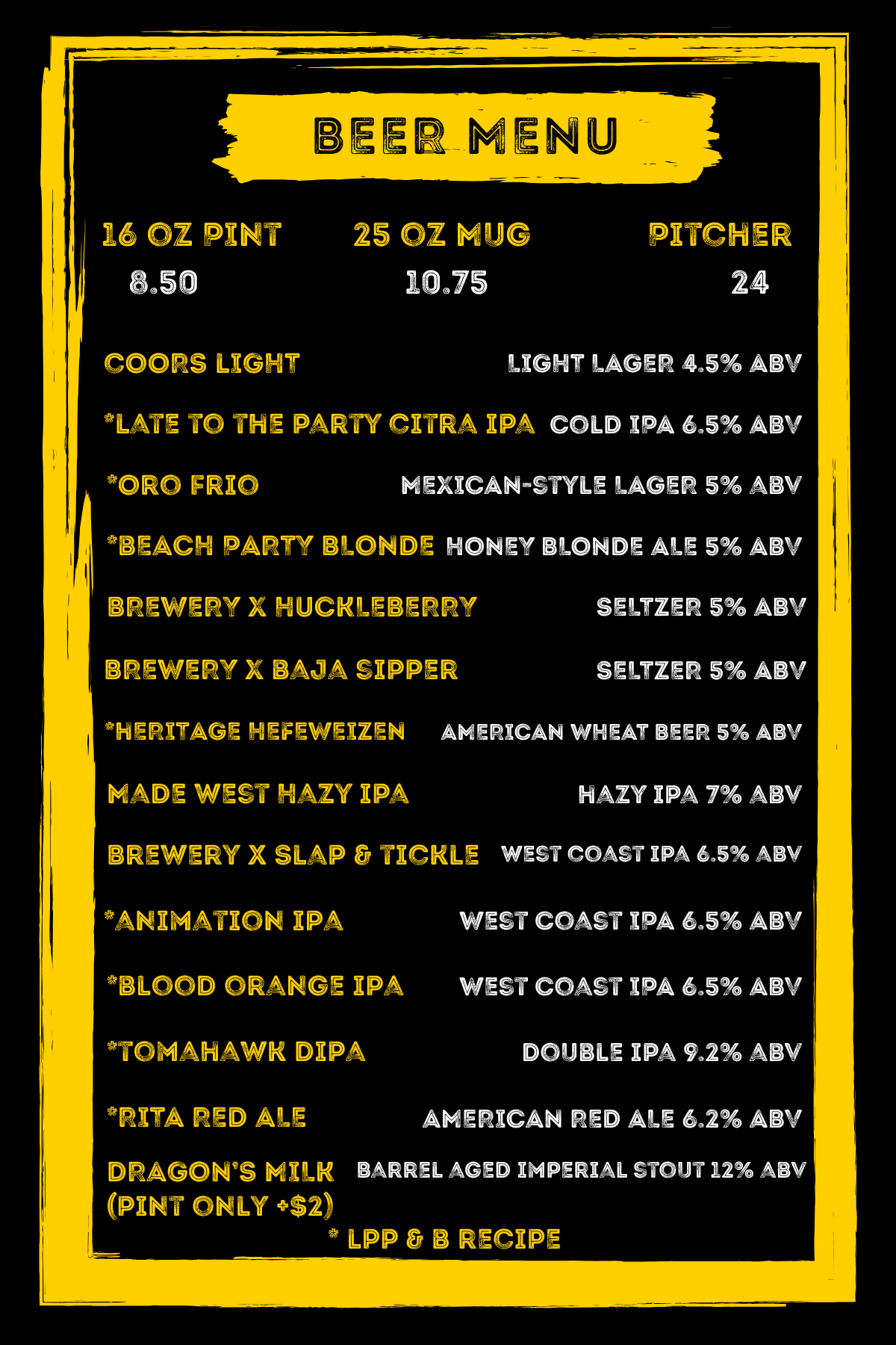 beer menu