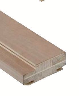 Stipite di porta in legno con scanalatura e linguetta.