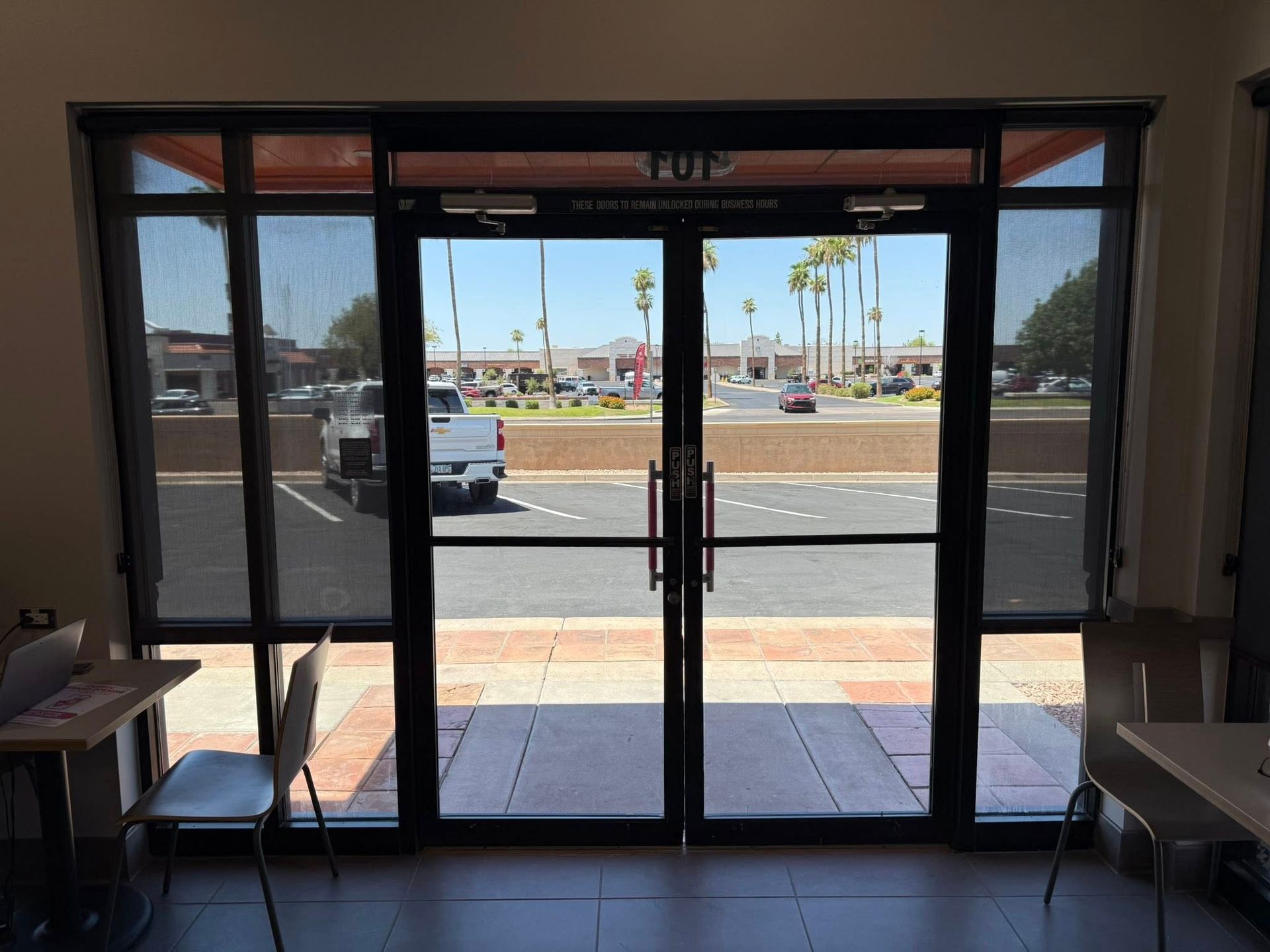 Glass doors leading outside