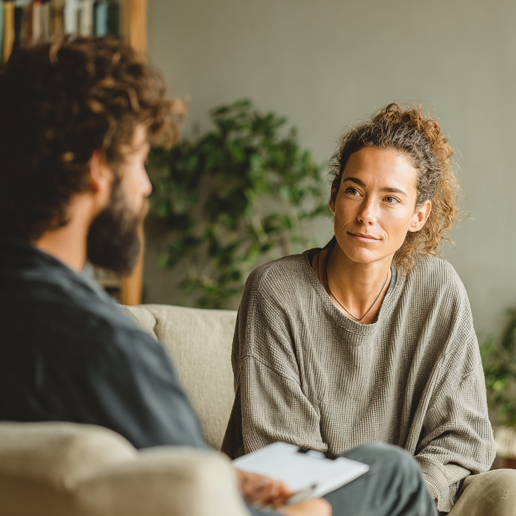 Woman in conversation with her therapist during an ADHD counseling session in San Clemente, CA