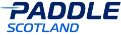 Logo of Paddle Scotland, blue text on a white background. The word 