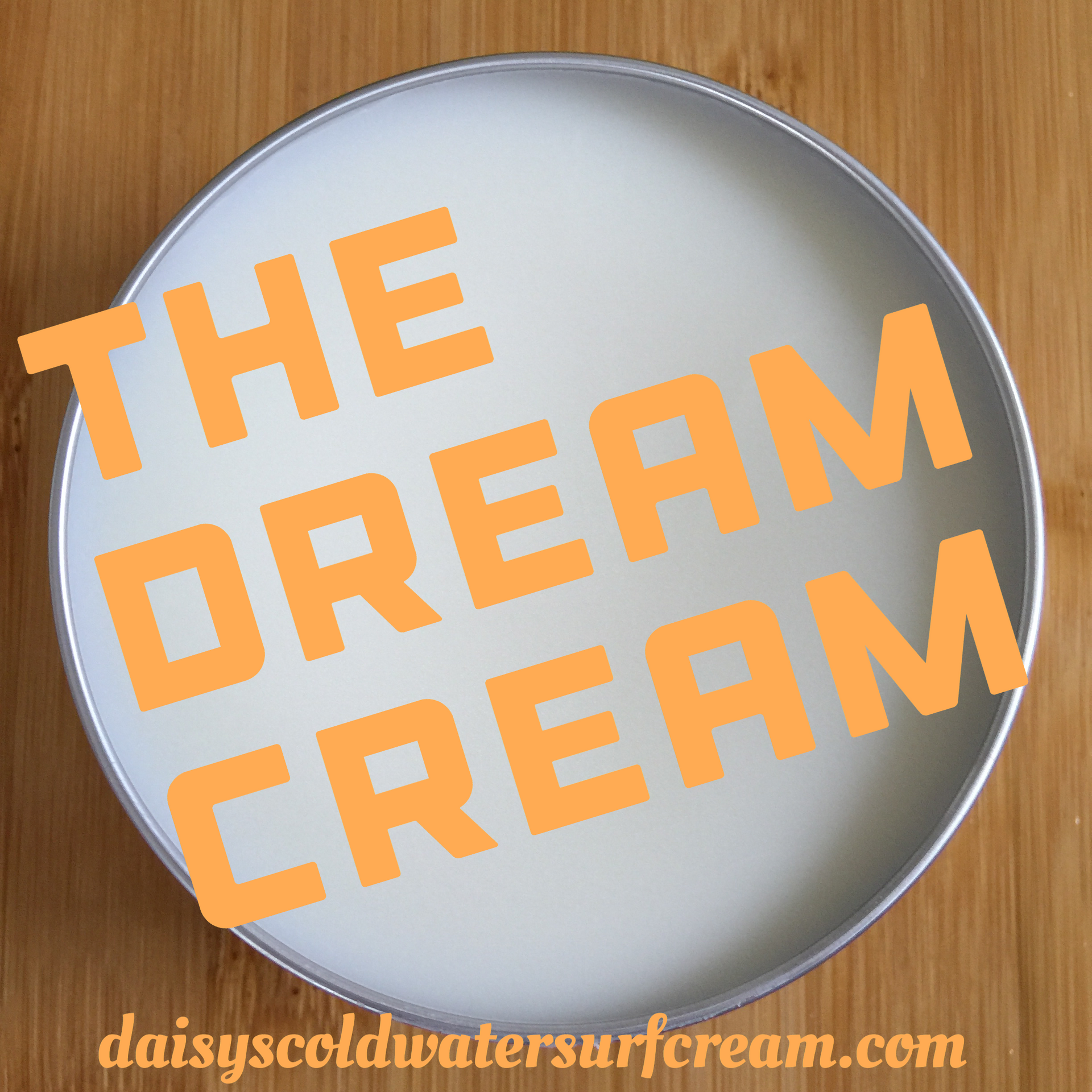 A circular tin containing white cream, labeled