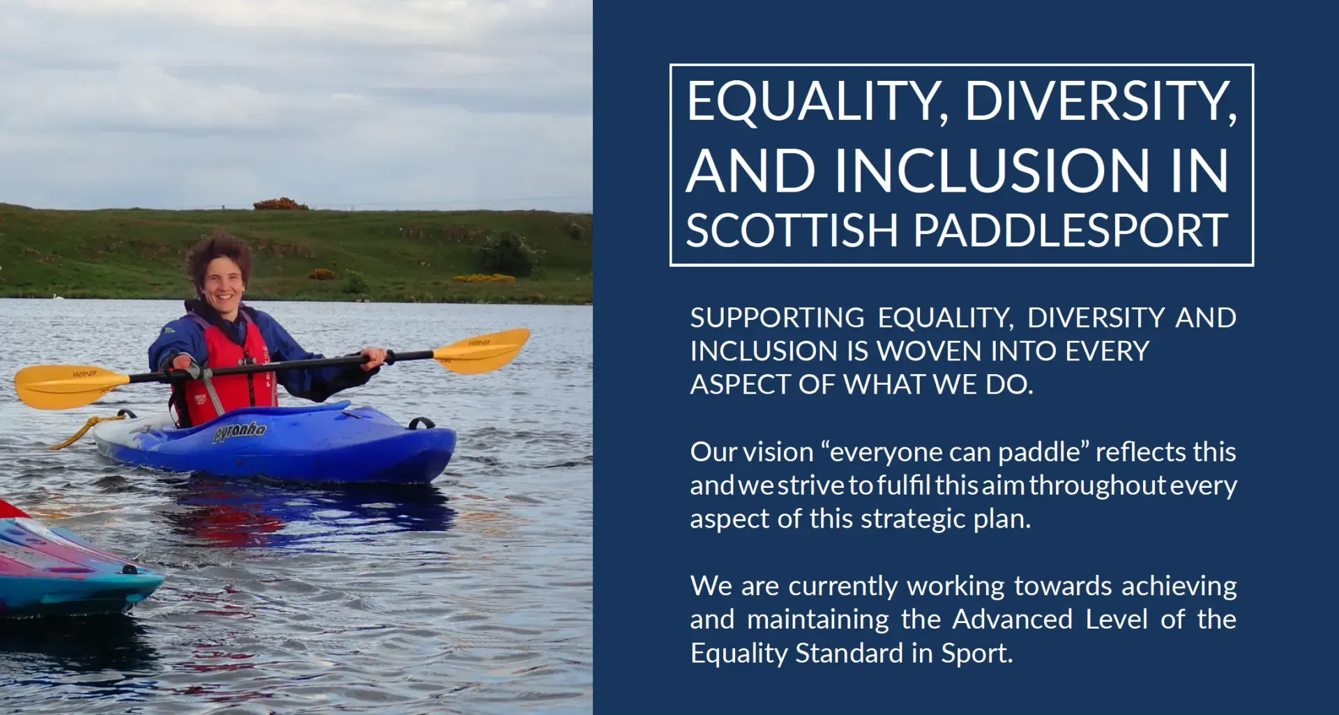 An advertisement for equality diversity and inclusion in scottish paddlesport