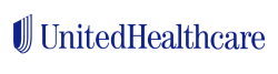 The united healthcare logo is blue and white on a white background.