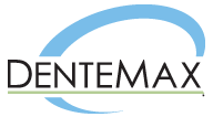 The dentemax logo is a blue circle with the word dentemax on it.