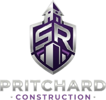 Purple shield logo with &ldquo;SR&rdquo; above the words &ldquo;Pritchard Construction&rdquo;