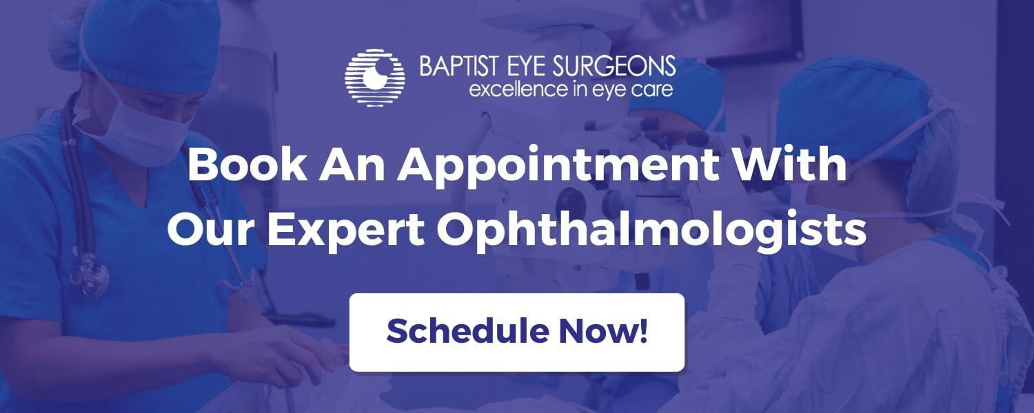 A purple banner that says `` book an appointment with our expert ophthalmologists schedule now ''