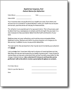Refraction Consent | Baptist Eye Surgeons